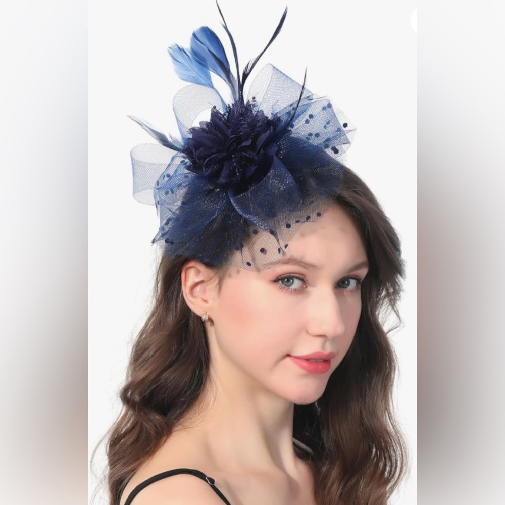 Kentucky Derby Wedding or Worship Fascinator in Navy Blue
